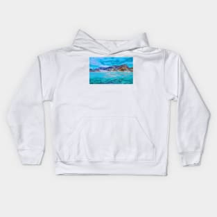 Turquoise blue landscape Kids Hoodie